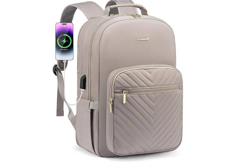 LuxusKollektion Laptoprucksack Rucksack Damen Laptoptasche 15 6 Zoll Wasserdicht 15.6 zoll Taro-grau von LuxusKollektion