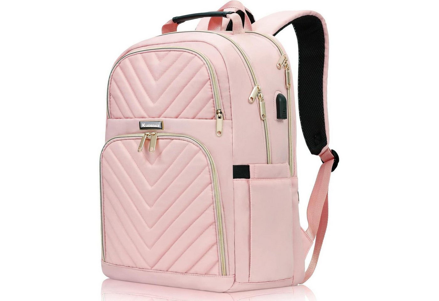 LuxusKollektion Laptoprucksack Rucksack Damen Schulrucksack Laptop USB Wasserdicht 17,3 Zoll Rosa von LuxusKollektion