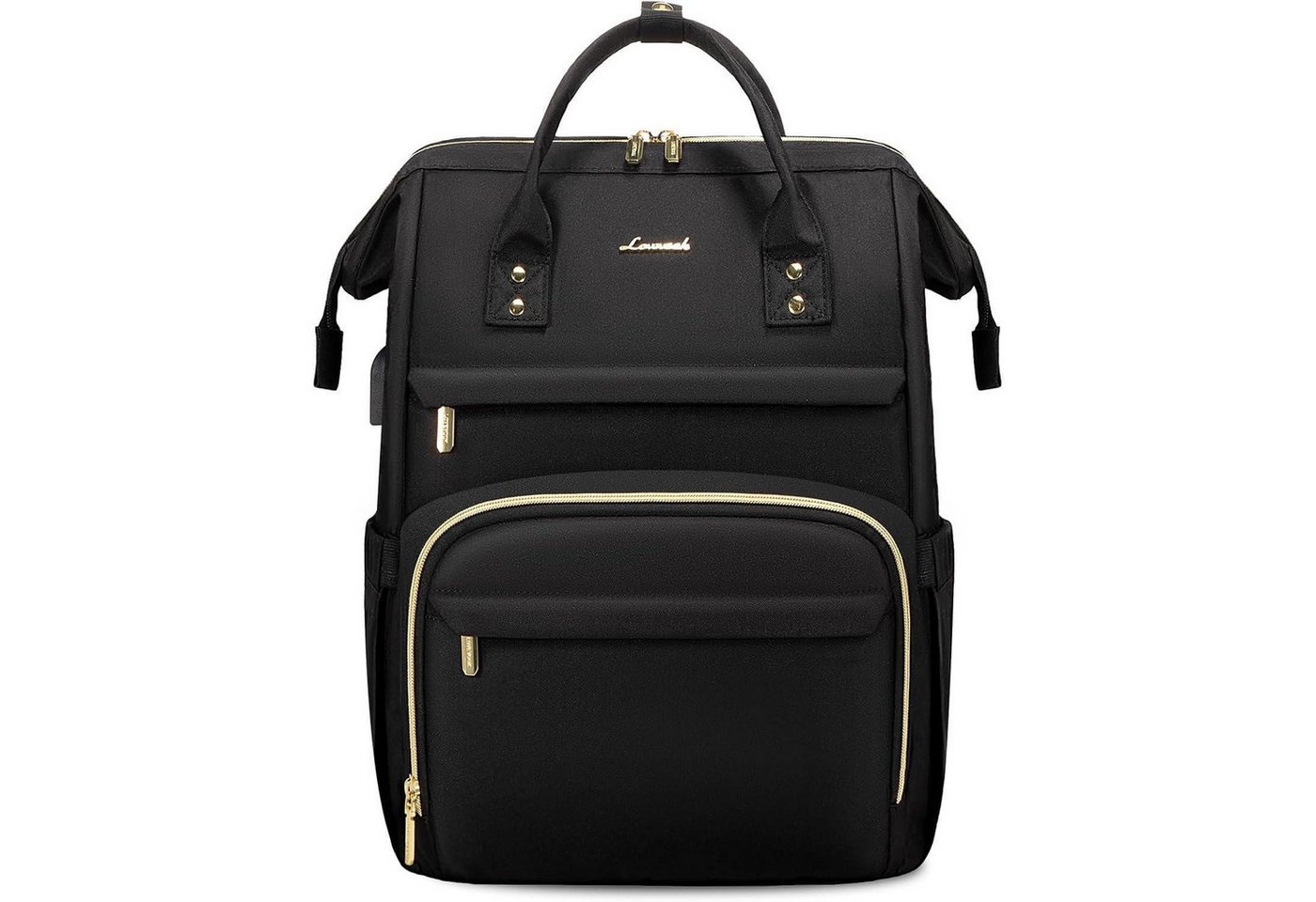 LuxusKollektion Laptoprucksack Rucksack Damen Schulrucksack Laptopfach Wasserdicht 14 Zoll Schwarz von LuxusKollektion