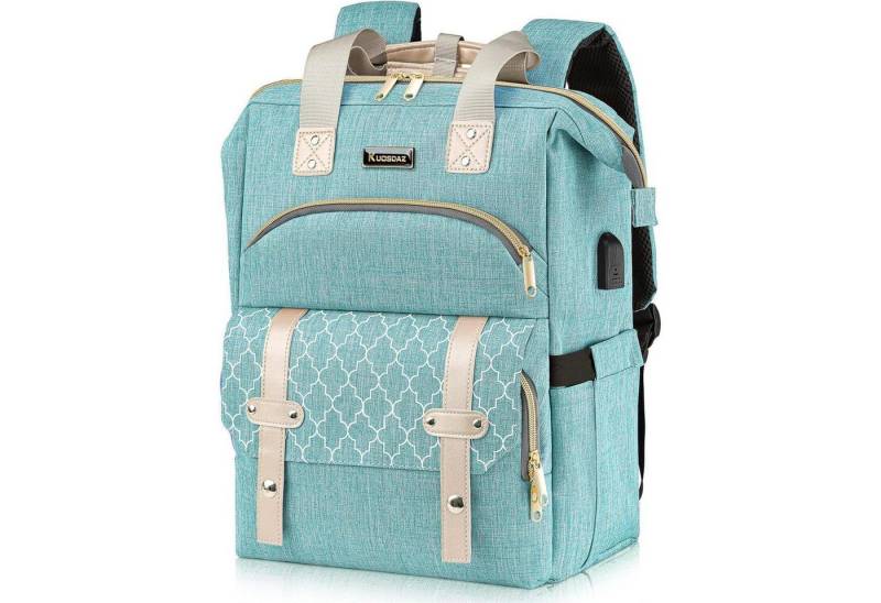 LuxusKollektion Laptoprucksack Rucksack Damen Schulrucksack USB Laptopfach 15,6 Zoll Grün von LuxusKollektion