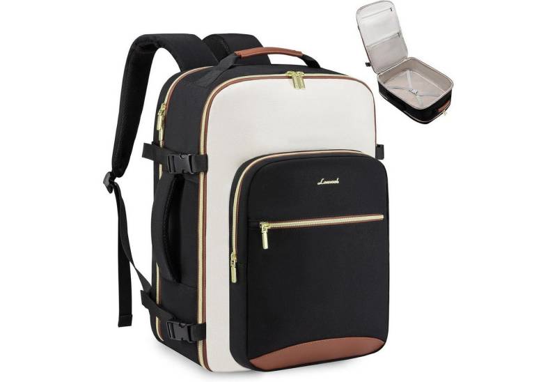 LuxusKollektion Laptoprucksack Rucksack Handgepäck 40x20x25 20L Schwarz Beige Braunes Leder 1pc von LuxusKollektion