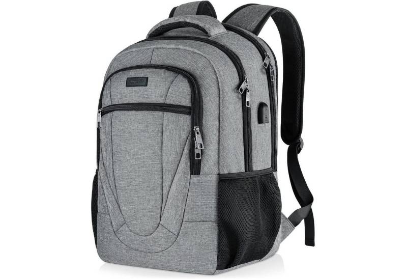 LuxusKollektion Laptoprucksack Rucksack Herren Damen Wasserdicht Laptop USB 17.3 Zoll Grau von LuxusKollektion