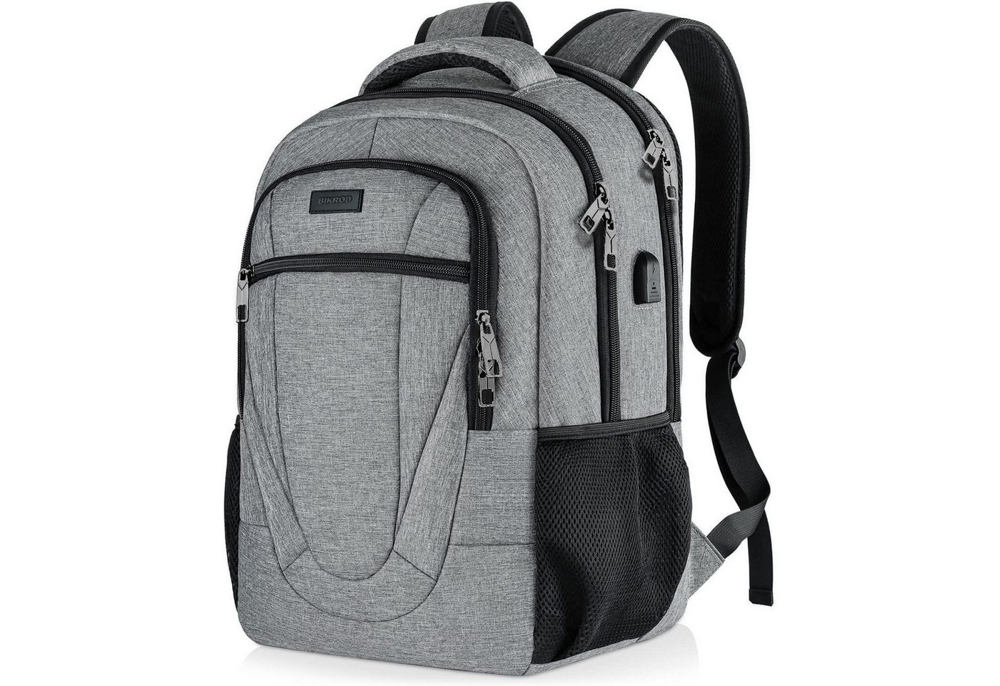 LuxusKollektion Laptoprucksack Rucksack Herren Damen Wasserdicht USB Laptoptasche 15.6 Zoll Grau von LuxusKollektion
