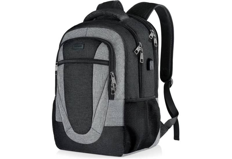 LuxusKollektion Laptoprucksack Rucksack Herren Damen wasserdicht USB 17.3 Zoll Schwarzgrau von LuxusKollektion