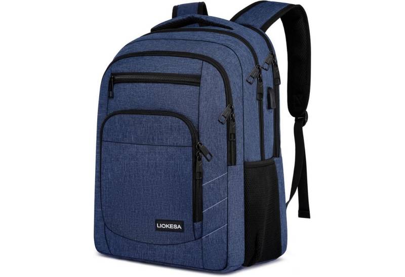 LuxusKollektion Laptoprucksack Rucksack Herren Laptop USB Schulrucksack Teenager Uni 15,6 Zoll Blau von LuxusKollektion
