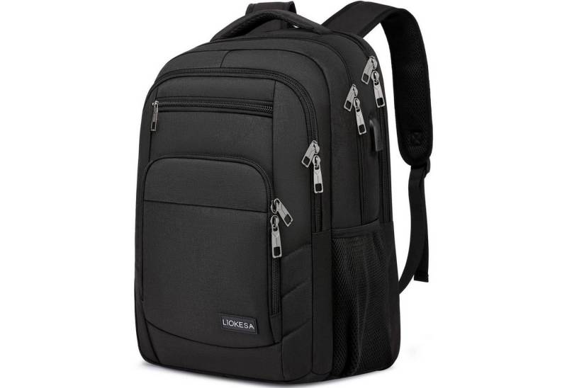 LuxusKollektion Laptoprucksack Rucksack Herren Laptop USB Uni Schulrucksack Jungen 17,3 Zoll Schwarz von LuxusKollektion
