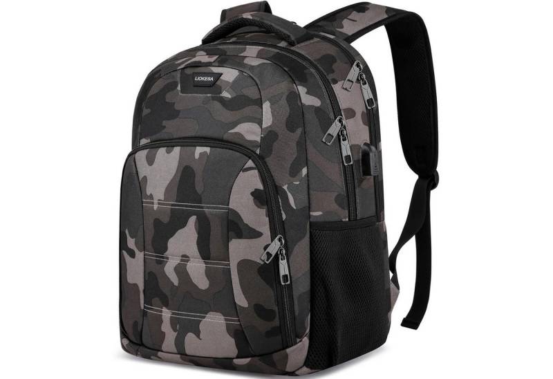 LuxusKollektion Laptoprucksack Rucksack Herren Laptopfach 15,6 Zoll Wasserdicht USB 15,6 Zoll Tarnung von LuxusKollektion