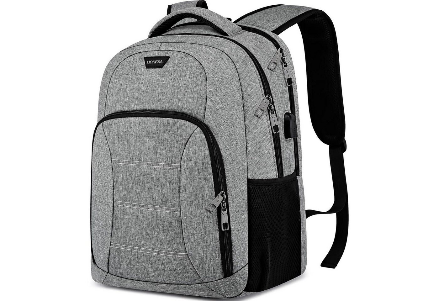 LuxusKollektion Laptoprucksack Rucksack Herren Laptopfach USB Wasserdicht 15,6 Zoll Grau von LuxusKollektion