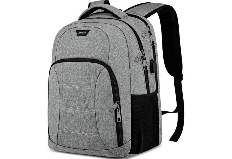 LuxusKollektion Laptoprucksack Rucksack Herren Laptopfach USB Wasserdicht 15,6 Zoll Grau von LuxusKollektion