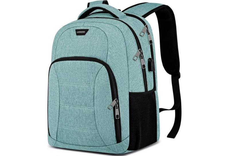 LuxusKollektion Laptoprucksack Rucksack Herren Laptopfach USB wasserdicht Schultasche 15,6 Zoll Grün von LuxusKollektion