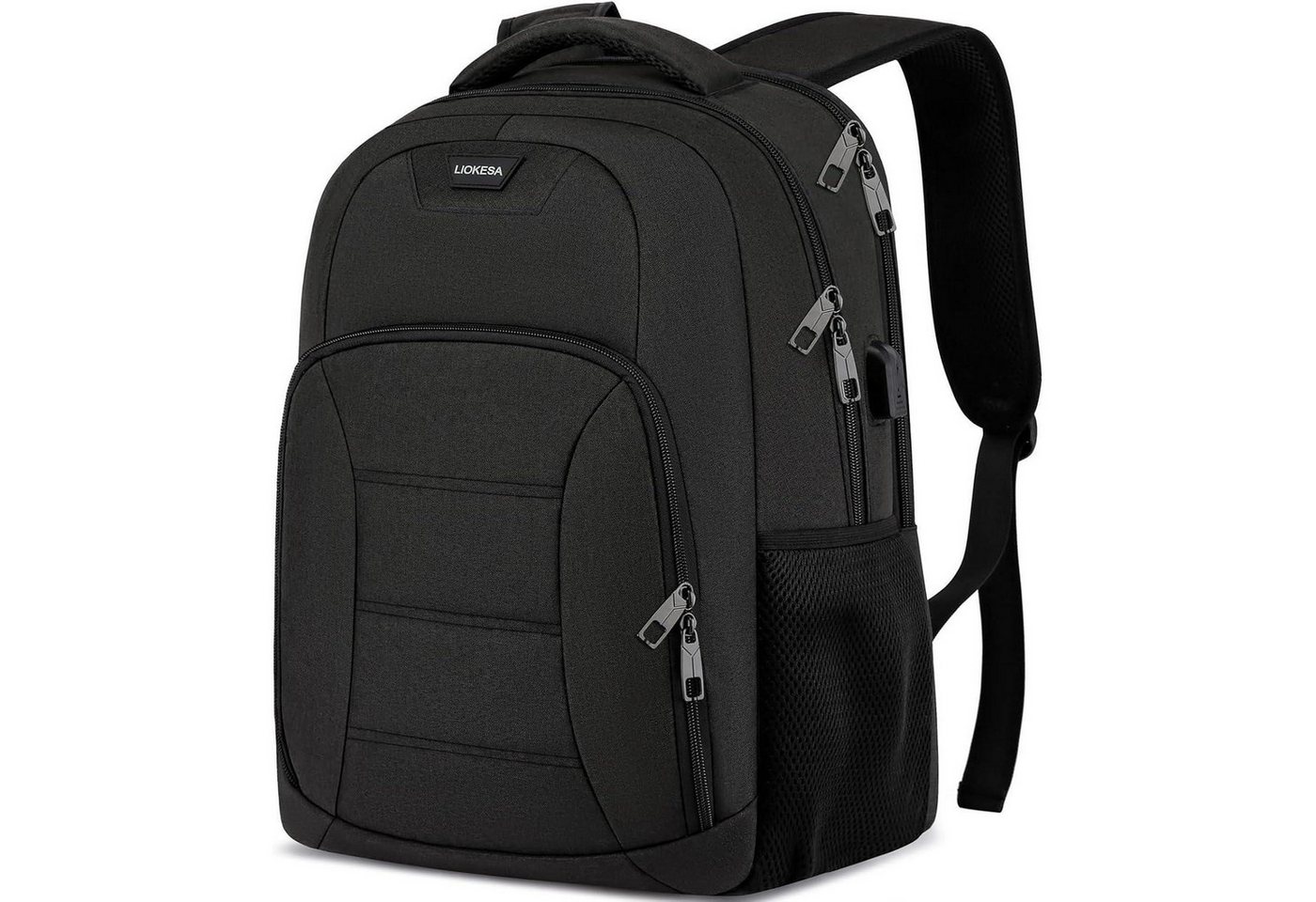 LuxusKollektion Laptoprucksack Rucksack Herren Laptopfach Wasserdicht USB 15,6 Zoll Schwarz von LuxusKollektion