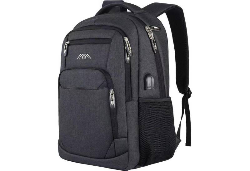 LuxusKollektion Laptoprucksack Rucksack Herren Schulrucksack Laptop Wandern 17,3 Zoll Holzkohle von LuxusKollektion