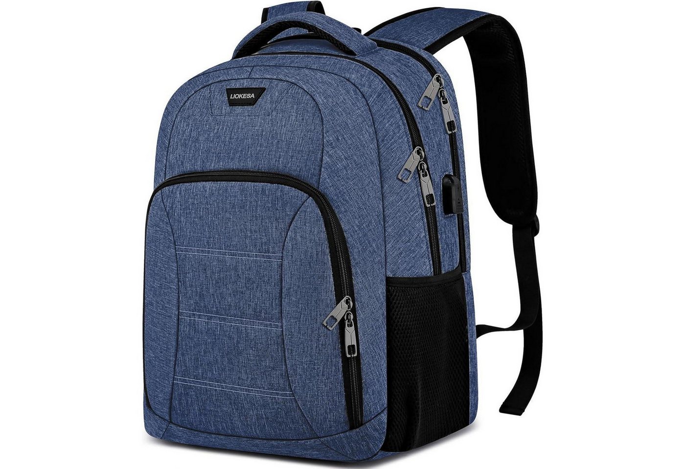 LuxusKollektion Laptoprucksack Rucksack Herren Schulrucksack Laptop Wasserdicht USB 15.6 Zoll Blau von LuxusKollektion