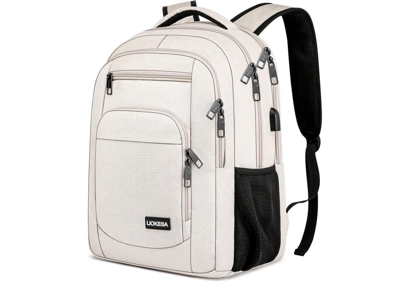 LuxusKollektion Laptoprucksack Rucksack Herren Schulrucksack wasserdicht USB Business 15,6 Zoll Beige von LuxusKollektion