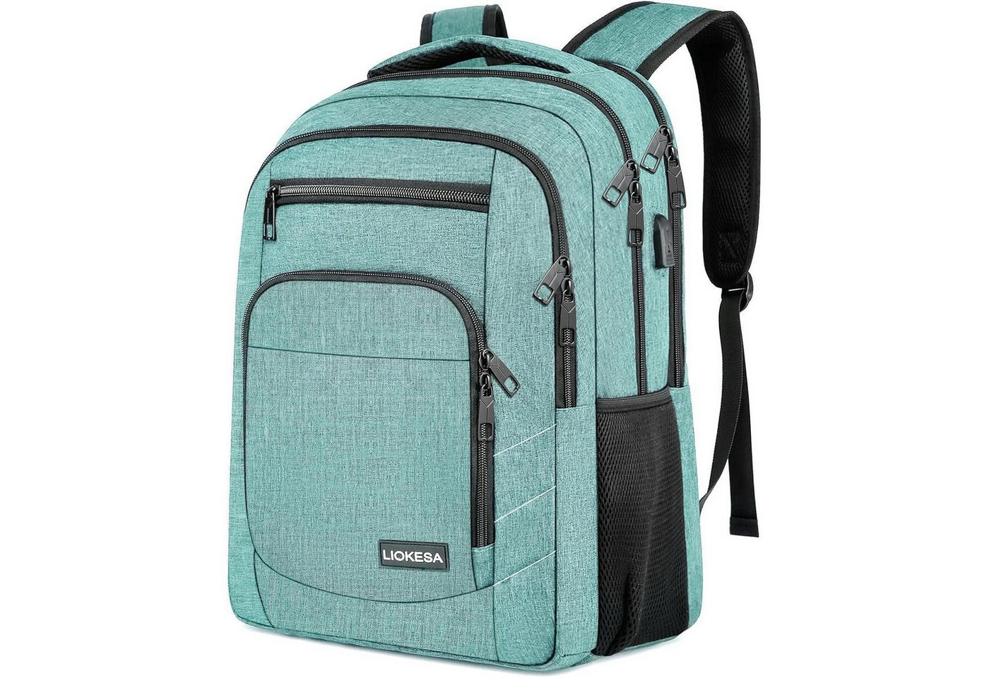 LuxusKollektion Laptoprucksack Rucksack Herren wasserdicht USB Ladeanschluss Arbeit 15,6 Zoll Grün von LuxusKollektion