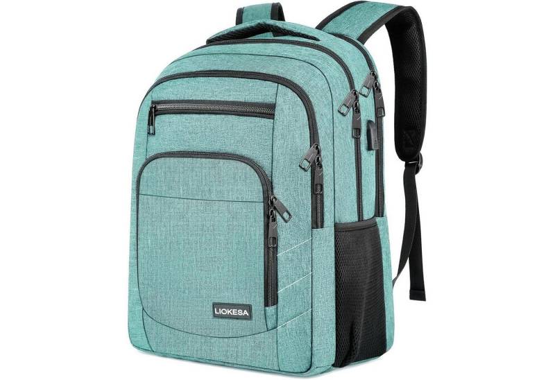 LuxusKollektion Laptoprucksack Rucksack Herren wasserdicht USB Ladeanschluss Arbeit 15,6 Zoll Grün von LuxusKollektion