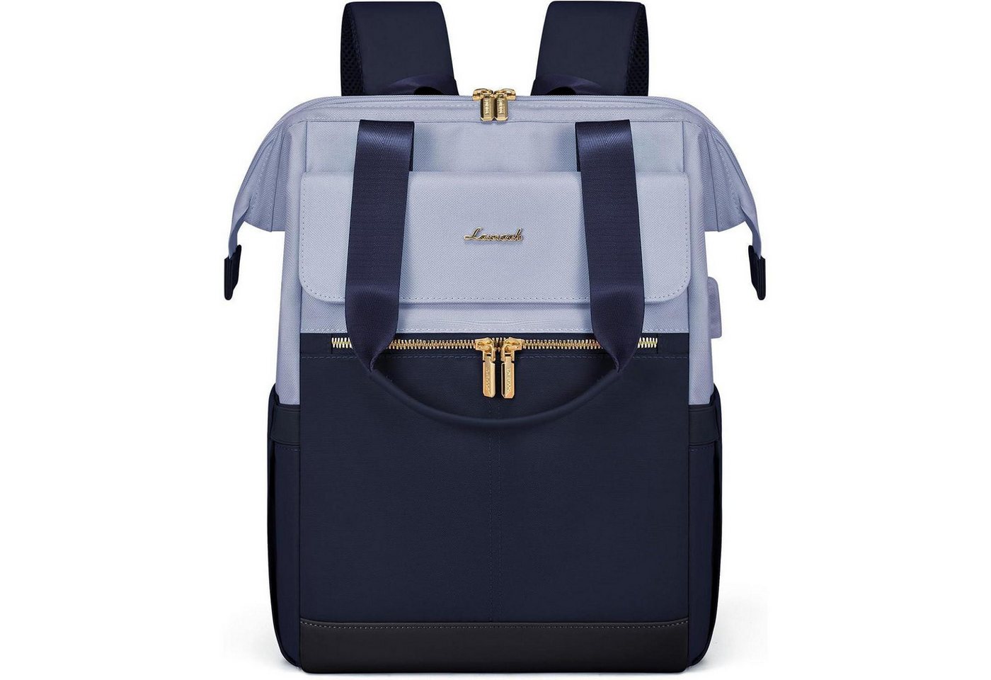 LuxusKollektion Laptoprucksack Rucksack Laptop 17Zoll Blau 2in1 Hellblau & Marineblau 17,3 Zoll von LuxusKollektion