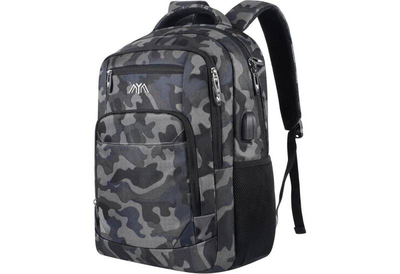 LuxusKollektion Laptoprucksack Rucksack Laptop Herren 15.6 Zoll USB Business 15,6 Zoll Tarnung von LuxusKollektion