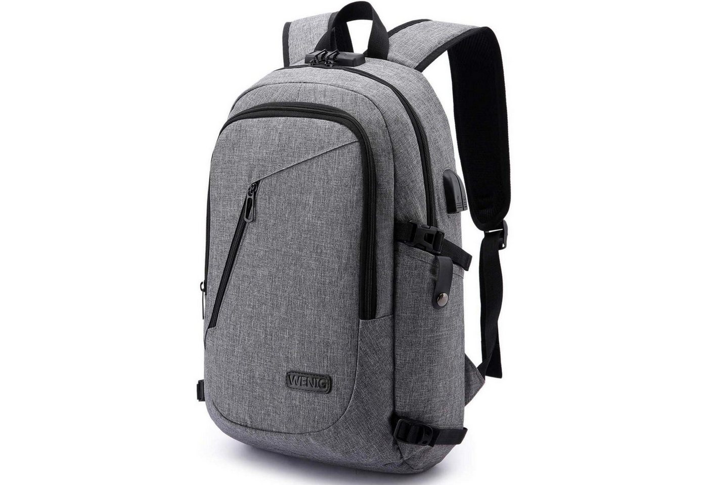 LuxusKollektion Laptoprucksack Rucksack Laptop Herren Antidiebstahl USB wasserdicht 15,6 Zoll Grau von LuxusKollektion