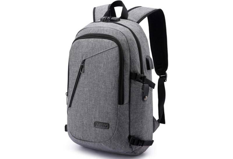 LuxusKollektion Laptoprucksack Rucksack Laptop Herren Antidiebstahl USB wasserdicht 15,6 Zoll Grau von LuxusKollektion