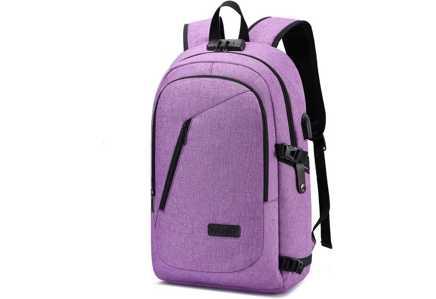 LuxusKollektion Laptoprucksack Rucksack Laptop Schulrucksack Damen USB 15,6 Zoll Violett von LuxusKollektion