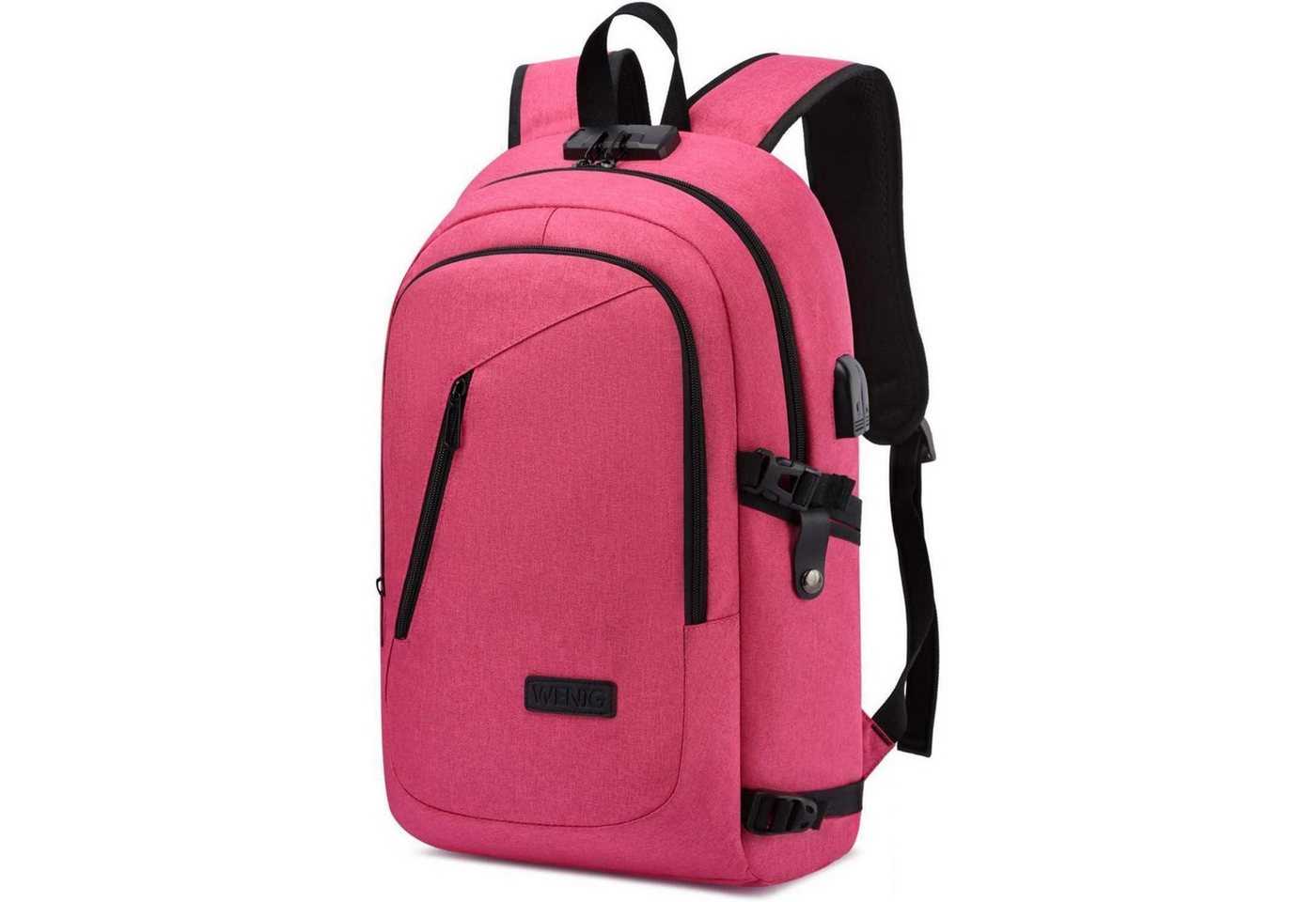LuxusKollektion Laptoprucksack Rucksack Laptop Schulrucksack USB Ladeanschluss Damen 15,6 Zoll Rosa von LuxusKollektion