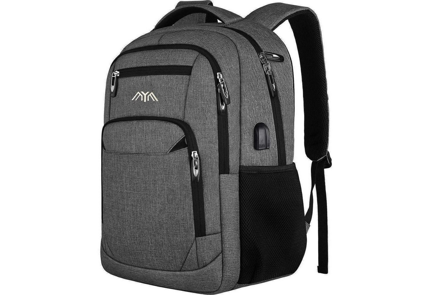 LuxusKollektion Laptoprucksack Rucksack Laptop USB Wasserdicht Herren Damen Business 17,3 Zoll Grau von LuxusKollektion