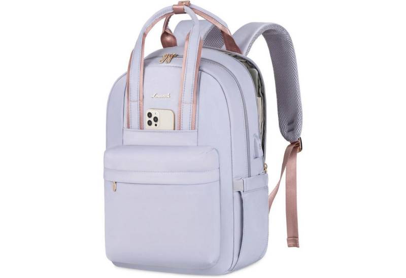 LuxusKollektion Laptoprucksack Rucksack Laptoptasche Wasserdicht USB Schulrucksack 15.6 Zoll Helllila von LuxusKollektion