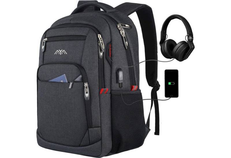 LuxusKollektion Laptoprucksack Rucksack Schulrucksack Herren Laptop Wasserdicht Schwarz230 15,6 Zoll von LuxusKollektion