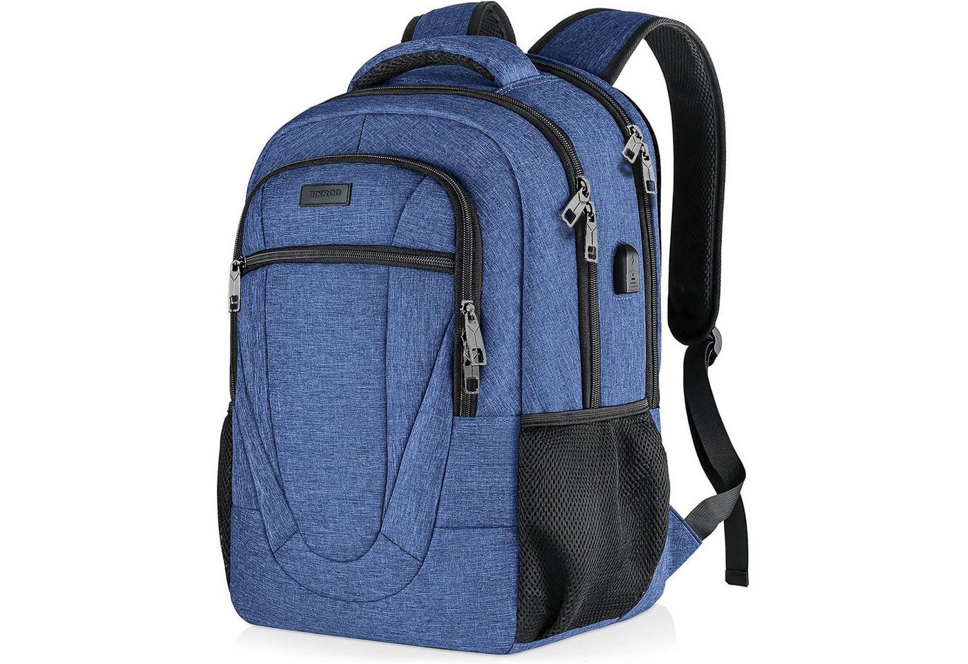 LuxusKollektion Laptoprucksack Rucksack Schulrucksack Wasserdicht USB Laptopfach 17.3 Zoll Blau von LuxusKollektion