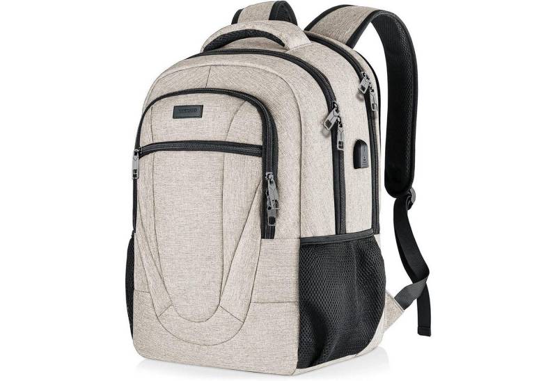 LuxusKollektion Laptoprucksack Rucksack Wasserdicht 17.3 Zoll Laptop USB Anti 17.3 Zoll Beige von LuxusKollektion
