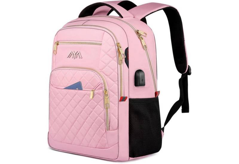 LuxusKollektion Laptoprucksack Schulrucksack Laptop 15 6 Zoll USB Ladeanschluss Rosa230 15,6 Zoll von LuxusKollektion