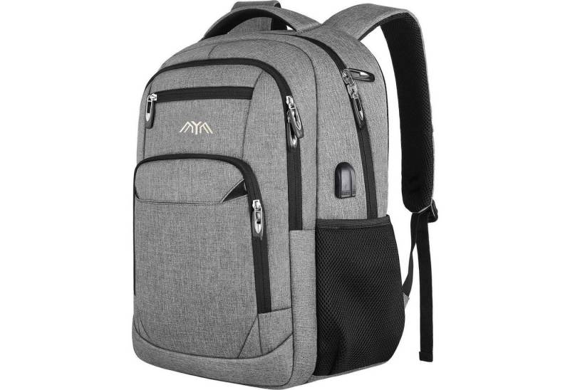 LuxusKollektion Laptoprucksack Schulrucksack Laptop USB Ladeanschluss Jungen Mädchen 15,6 Zoll Grau von LuxusKollektion