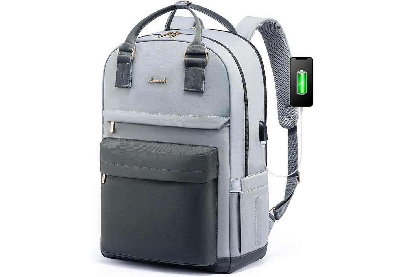 LuxusKollektion Laptoprucksack Schulrucksack Mädchen Laptopfach Anti 17.3 Zoll Grau & Blau von LuxusKollektion