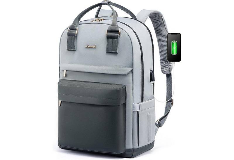 LuxusKollektion Laptoprucksack Schulrucksack Mädchen Laptopfach Anti 17.3 Zoll Grau & Blau von LuxusKollektion