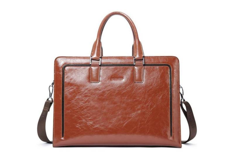 LuxusKollektion Laptoptasche Aktentasche Damen Leder Laptop 15.6 Zoll Schultertasche T-braun-2023k von LuxusKollektion