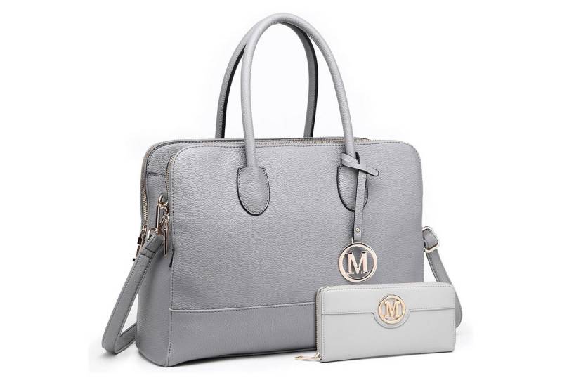 LuxusKollektion Laptoptasche Damen Aktentasche Handtasche 13 Zoll Laptoptasche Grau PU-Leder von LuxusKollektion