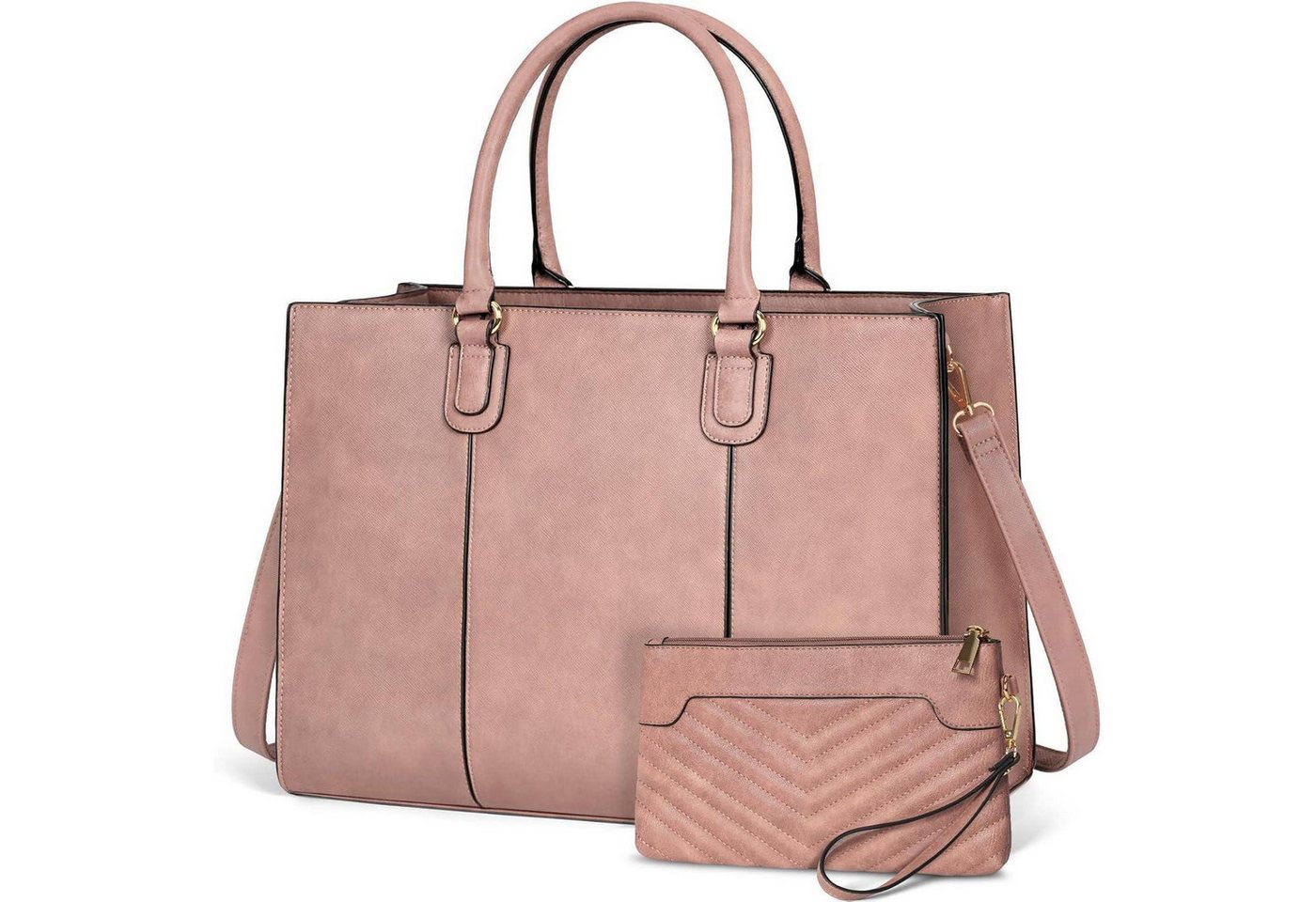 LuxusKollektion Laptoptasche Handtasche Damen 15 6 Zoll Shopper Laptoptasche Clutch Retro Rosa von LuxusKollektion