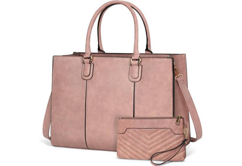 LuxusKollektion Laptoptasche Handtasche Damen 15 6 Zoll Shopper Laptoptasche Clutch Retro Rosa von LuxusKollektion