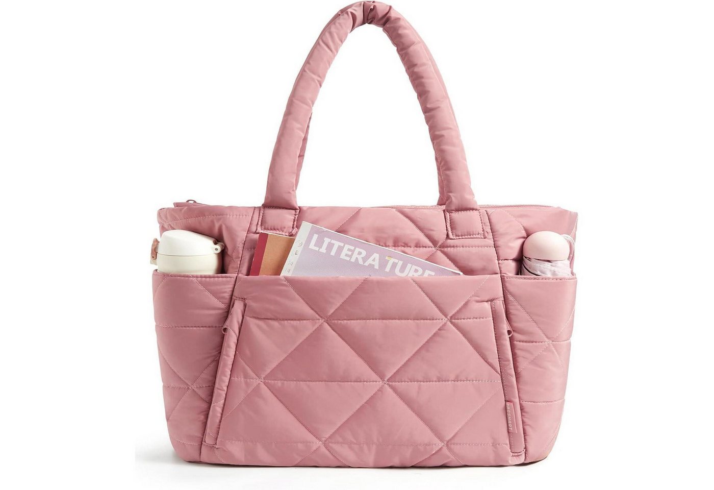 LuxusKollektion Laptoptasche Handtasche Damen 20L Laptoptasche Reißverschluss Gepäckgurt Dunkelrosa von LuxusKollektion