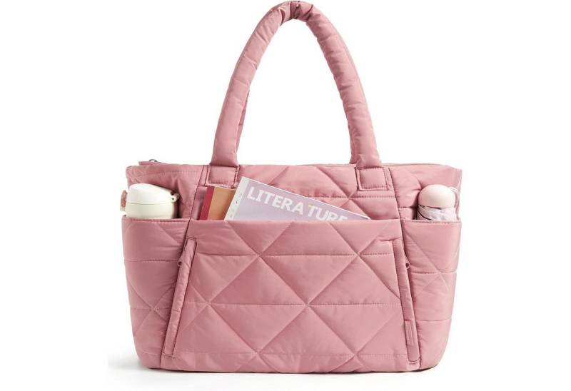 LuxusKollektion Laptoptasche Handtasche Damen 20L Laptoptasche Reißverschluss Gepäckgurt Dunkelrosa von LuxusKollektion