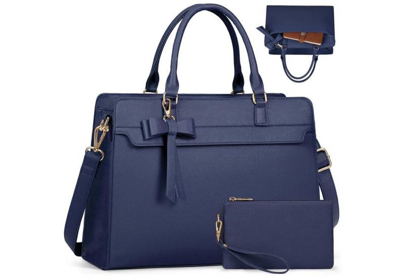 LuxusKollektion Laptoptasche Handtasche Damen Laptoptasche 15.6Zoll Wasserdicht PU Leder Blau von LuxusKollektion