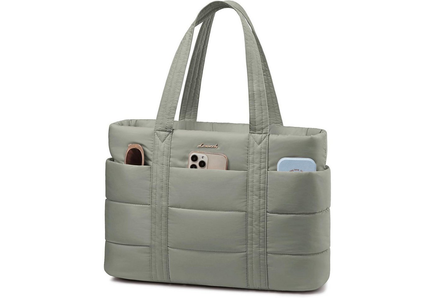 LuxusKollektion Laptoptasche Handtasche Laptop Damen Shopper Schultertasche Business 15.6 Zoll Grün von LuxusKollektion