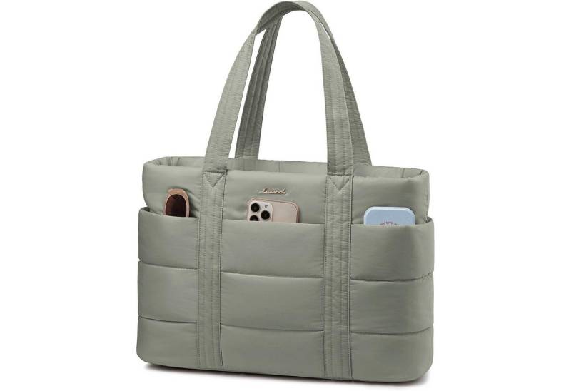 LuxusKollektion Laptoptasche Handtasche Laptop Damen Shopper Schultertasche Business 15.6 Zoll Grün von LuxusKollektion