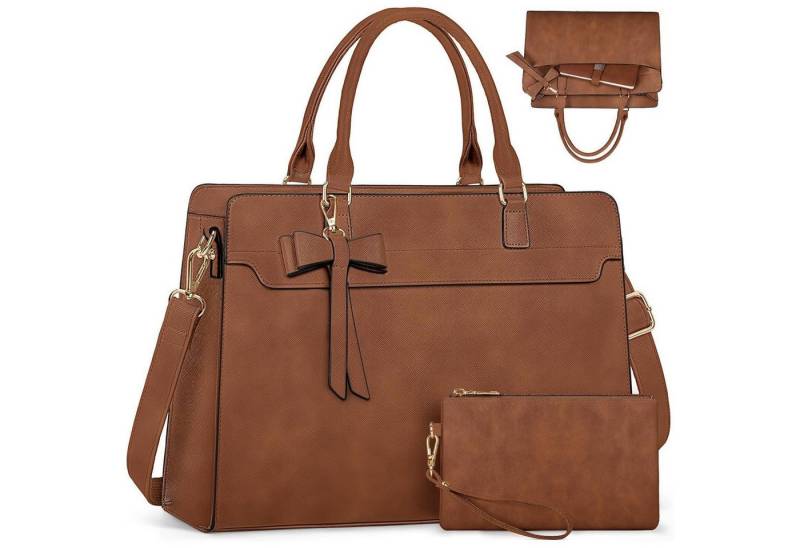 LuxusKollektion Laptoptasche Handtasche Laptoptasche 15 6 Zoll Wasserdicht PU Leder Retro Braun von LuxusKollektion