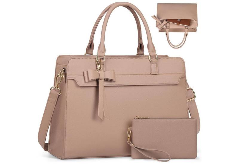 LuxusKollektion Laptoptasche Handtasche Laptoptasche Damen 15.6 Zoll Wasserdicht PU Set Khaki von LuxusKollektion