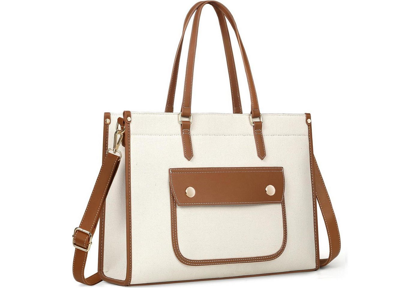 LuxusKollektion Laptoptasche Handtasche Laptoptasche Damen Canvas Arbeitstasche 15.6 Zoll Braun von LuxusKollektion