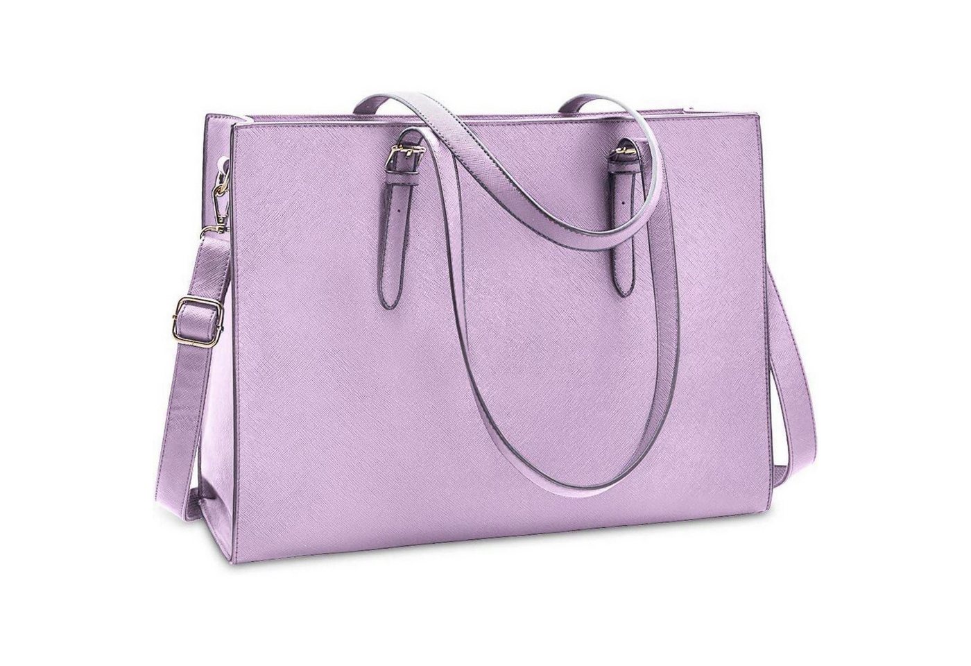 LuxusKollektion Laptoptasche Handtasche Shopper Leder Schwarz Laptop 15.6 Zoll Damen Violett von LuxusKollektion