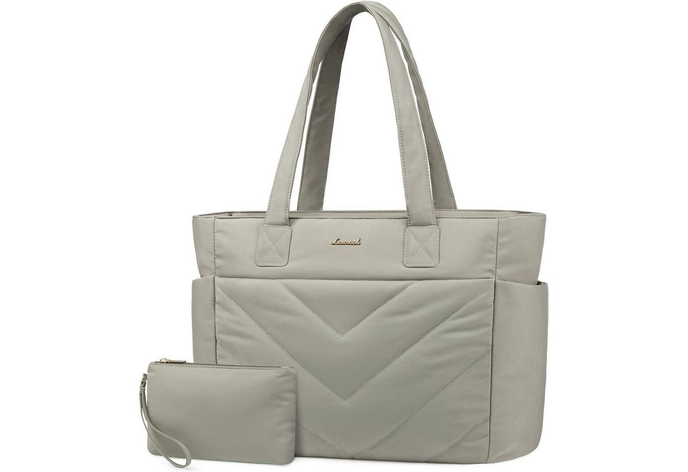 LuxusKollektion Laptoptasche Laptoptasche Damen 15,6 Zoll Beige Handtasche Arbeitstasche von LuxusKollektion