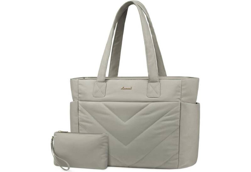 LuxusKollektion Laptoptasche Laptoptasche Damen 15,6 Zoll Beige Handtasche Arbeitstasche von LuxusKollektion